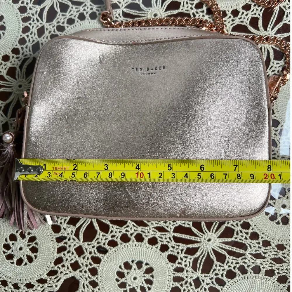 Ted Baker Rose Gold Pearl Embellished Leather Camera Bag